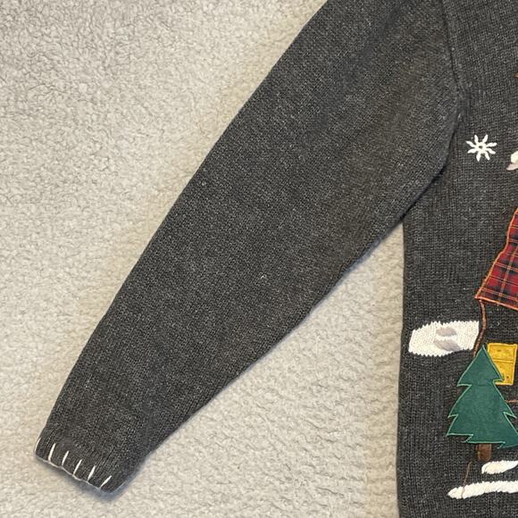 Vintage Ugly Christmas Sweater Grey Knit Ramie Cotton Blend Size Small Crew Neck - Picture 4 of 15
